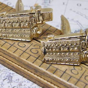 White Engine Vintage Cufflinks: Mercury Gold-Tone Mechanic or Machinist Accessory