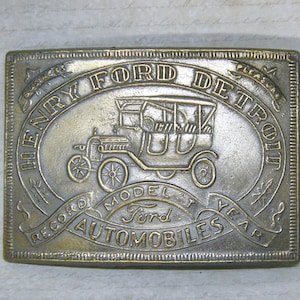 Henry Ford Detroit Vintage Belt Buckle: Model T Car Automobile