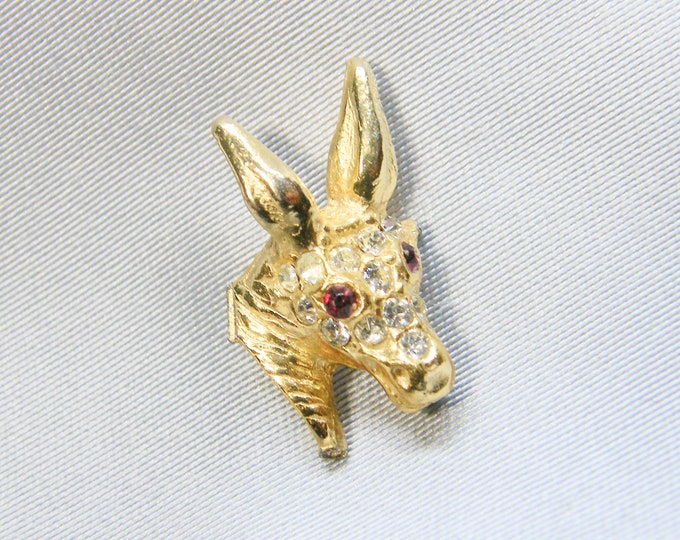 Little Vintage Rhinestone Donkey Tie Tack Gold-tone Lapel Pin - Etsy