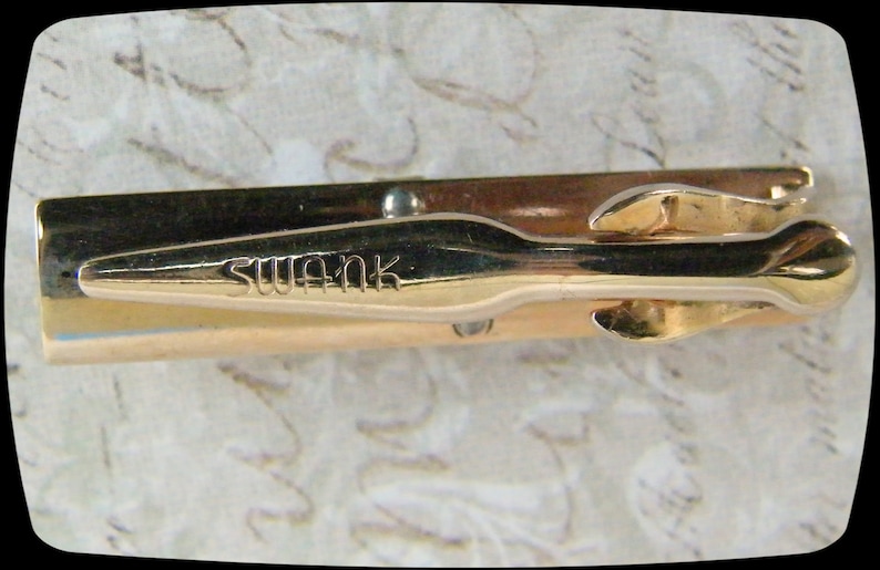 Vintage SWANK Initial J Tie Clip Silver-Tone Letter J on Gold-Tone Clip