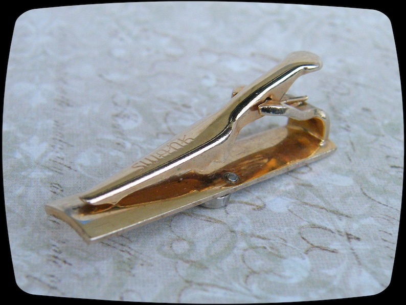 Vintage SWANK Initial J Tie Clip Silver-Tone Letter J on Gold-Tone Clip