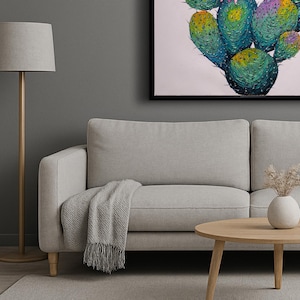 Cactus Blossom Textured Oil Painting – Desert Flower Wall Art Made to Order – ORIGINAL Nature Impasto Canvas Palette Knife Art by Alex Rusu