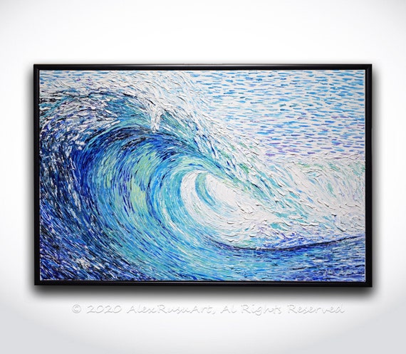 Heavy Impasto Painting Seascape Wall Art Palette Knife Painting Thick  Acrylic Painting Impressionist Ocean Textured Painting 