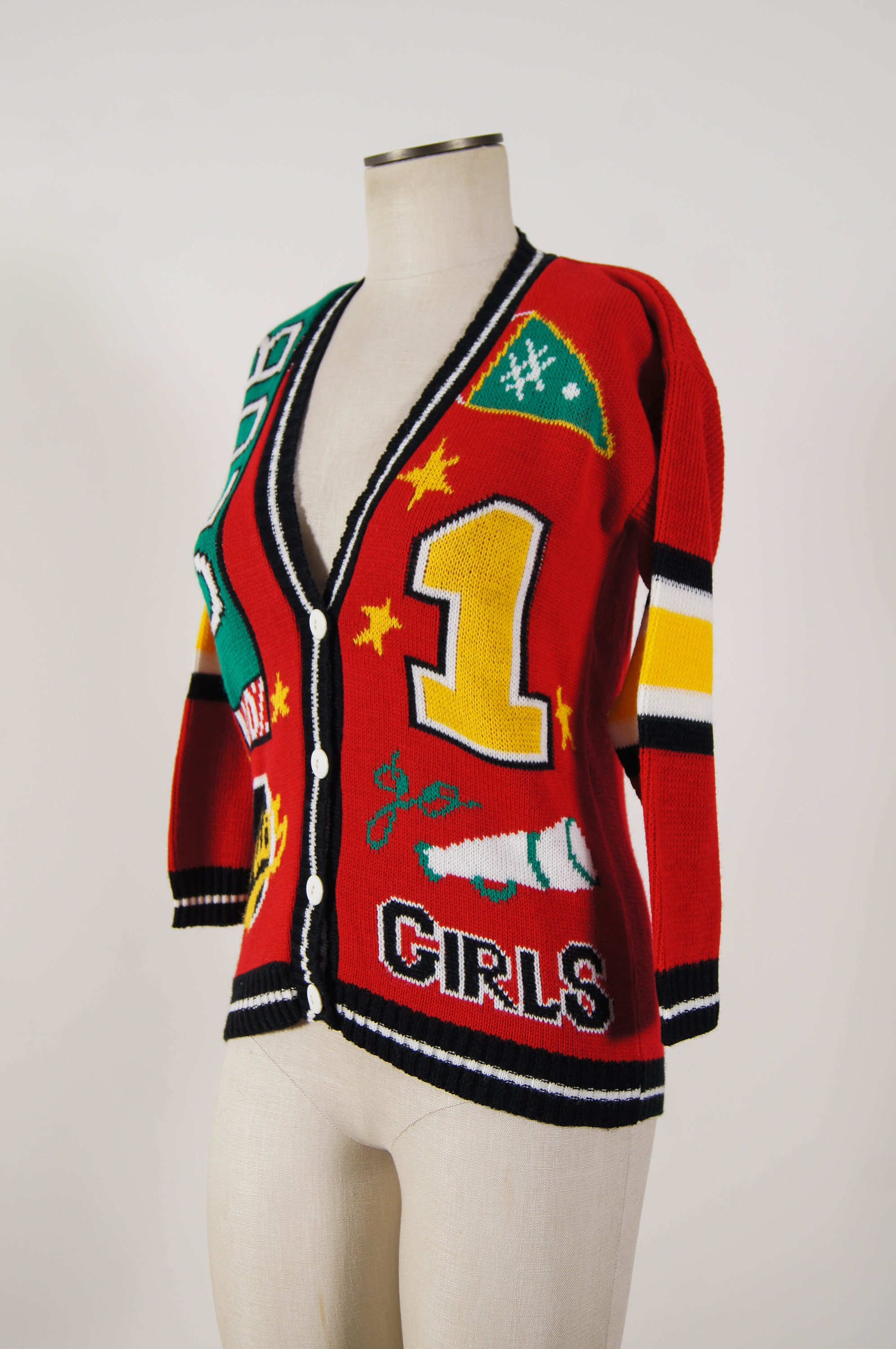 Vintage 1980s cardigan / 80s novelty school sweater / small Etsy