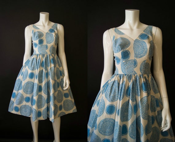 vintage 1950s jumpsuit / 50s cotton culottes dress