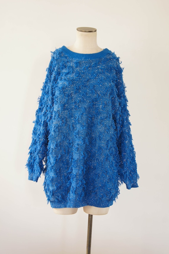 vintage 1980s sweater / 80s shaggy cotton sweater