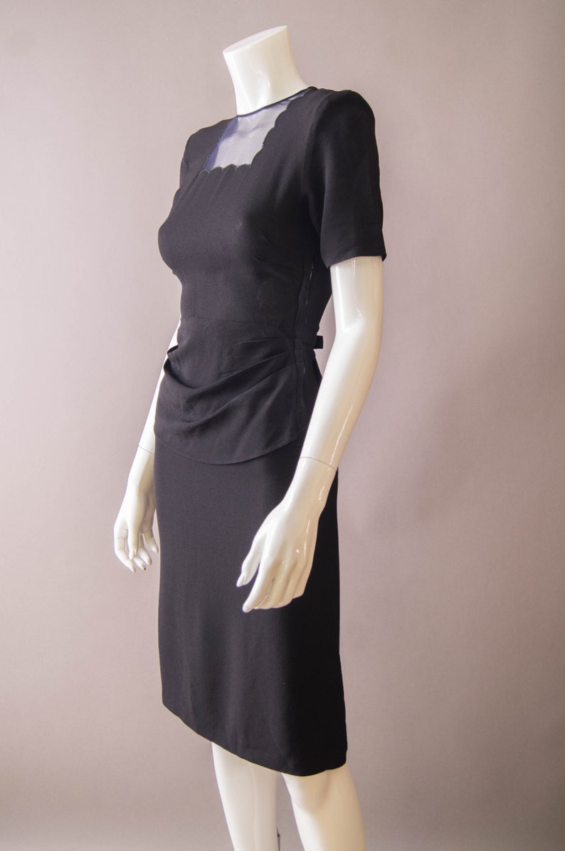 Vintage 1940s dress / 40 black rayon dress / extra small / | Etsy