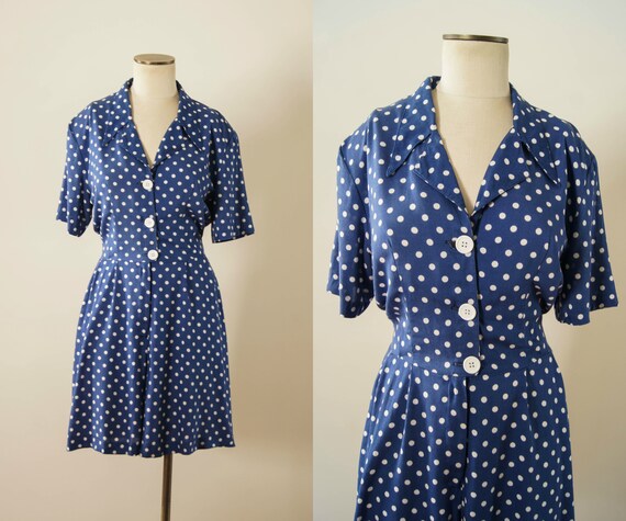 vintage 1980s romper / 80s polka dot romper / medi