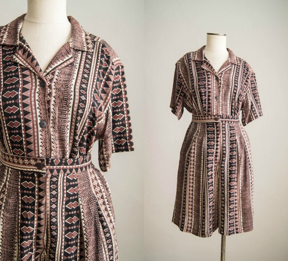 vintage 1980s blouse & shorts set / 80s geometric