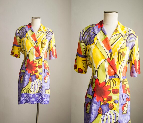 vintage 1980s romper / 80s novelty print romper /