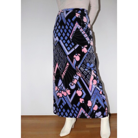 1960s Velvet abstract patterned maxi skirt.