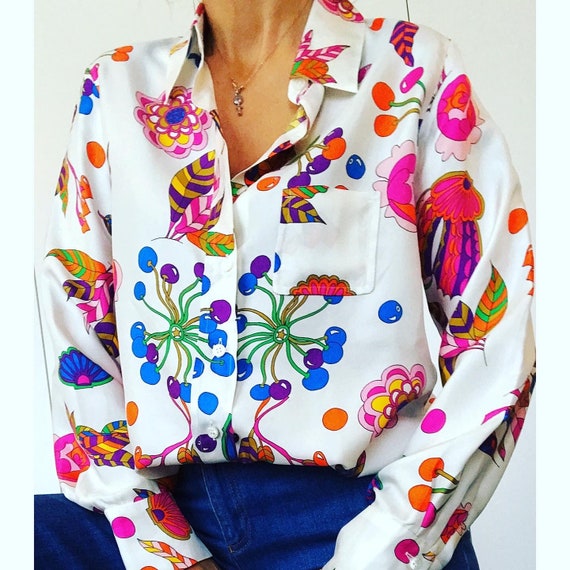 SONIA RYKEL 1970s Vintage pure Silk amazing abstra