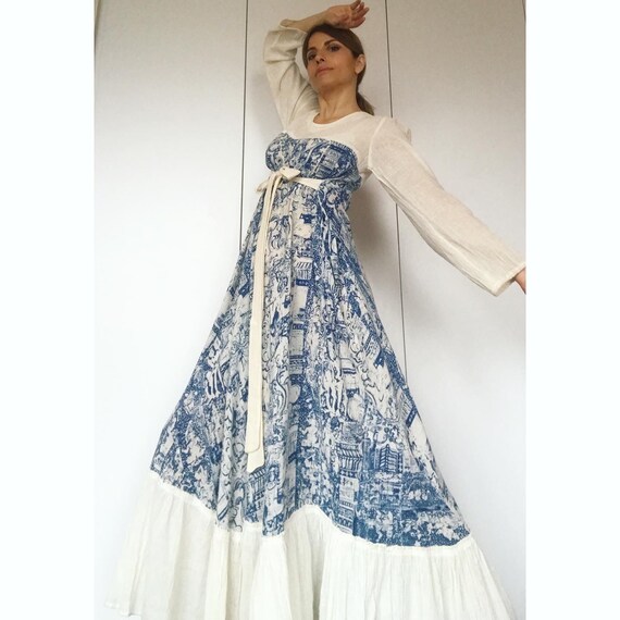 RARE WEARABLE Art Hand block print sheer Indian G