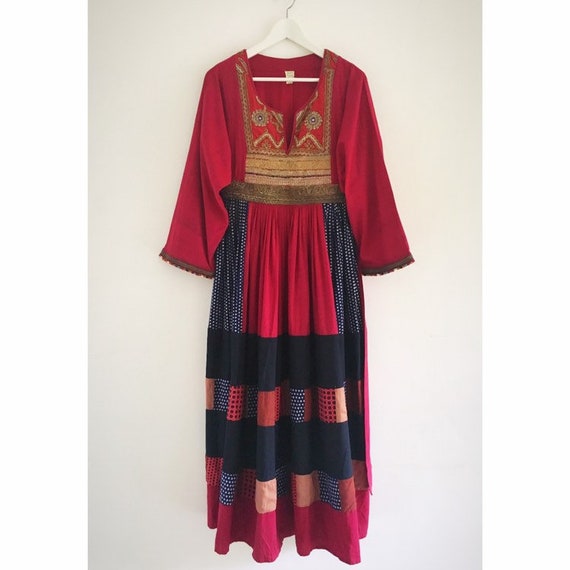 RARE Vintage Afghan Banjara patchwork beaded dress