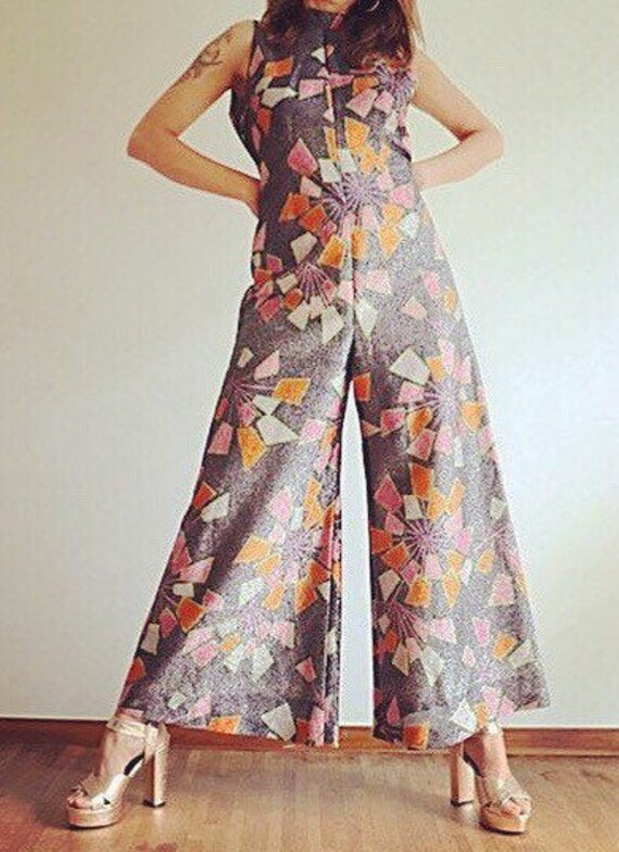Rare Palazzo Vintage sparkle lame Jumpsuit