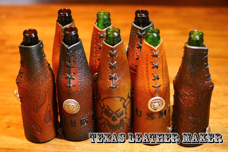 United States Navy Chief Custom Leather Beer Koozie Etsy