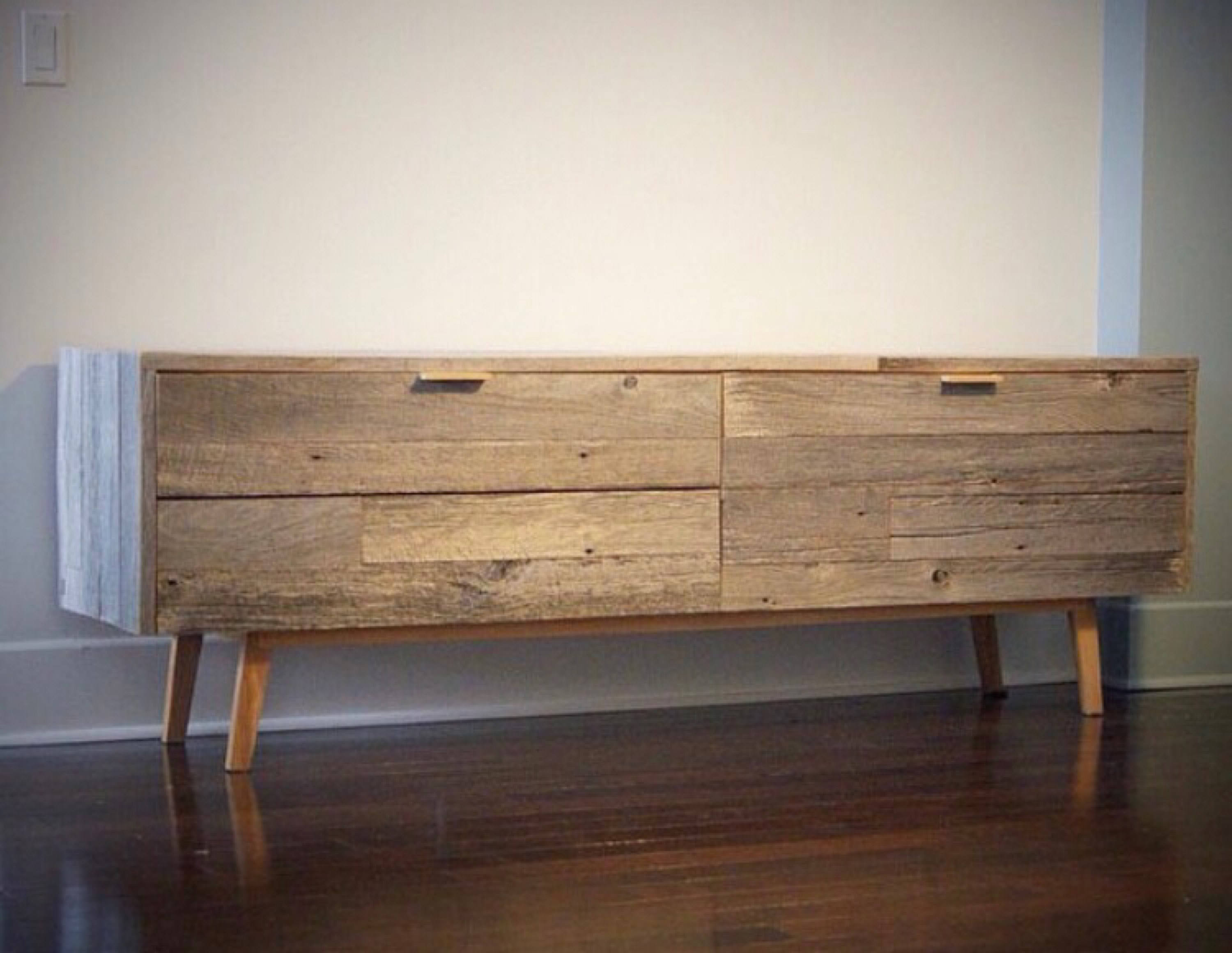 Aged Oak Barnwood Credenza A Modern Rustic Sideboard Etsy