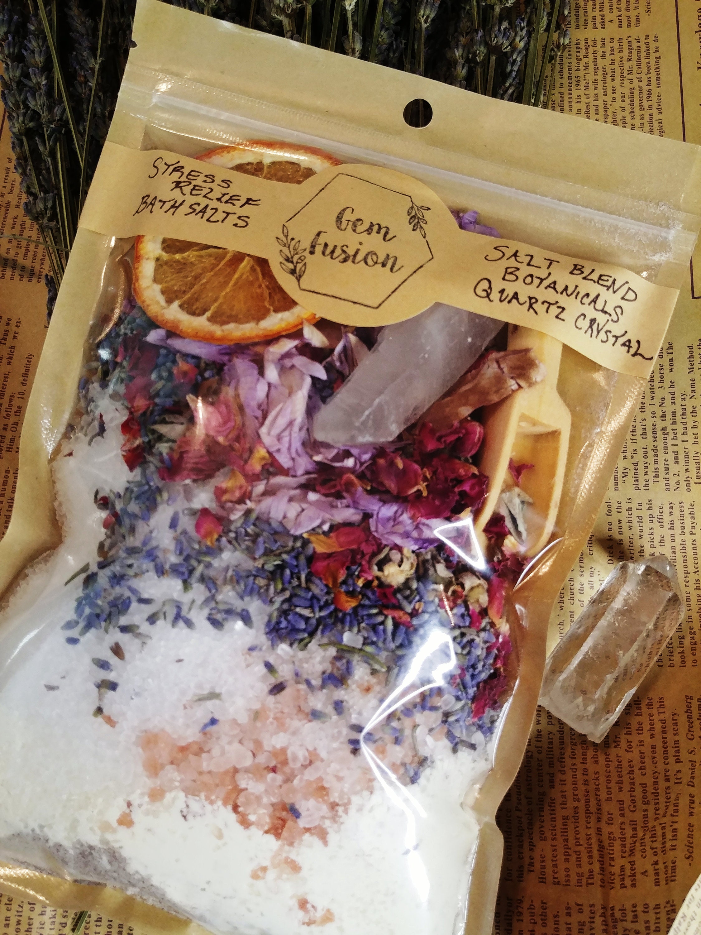 Gemstone Quartz Crystal Infused Bath Salts Etsy