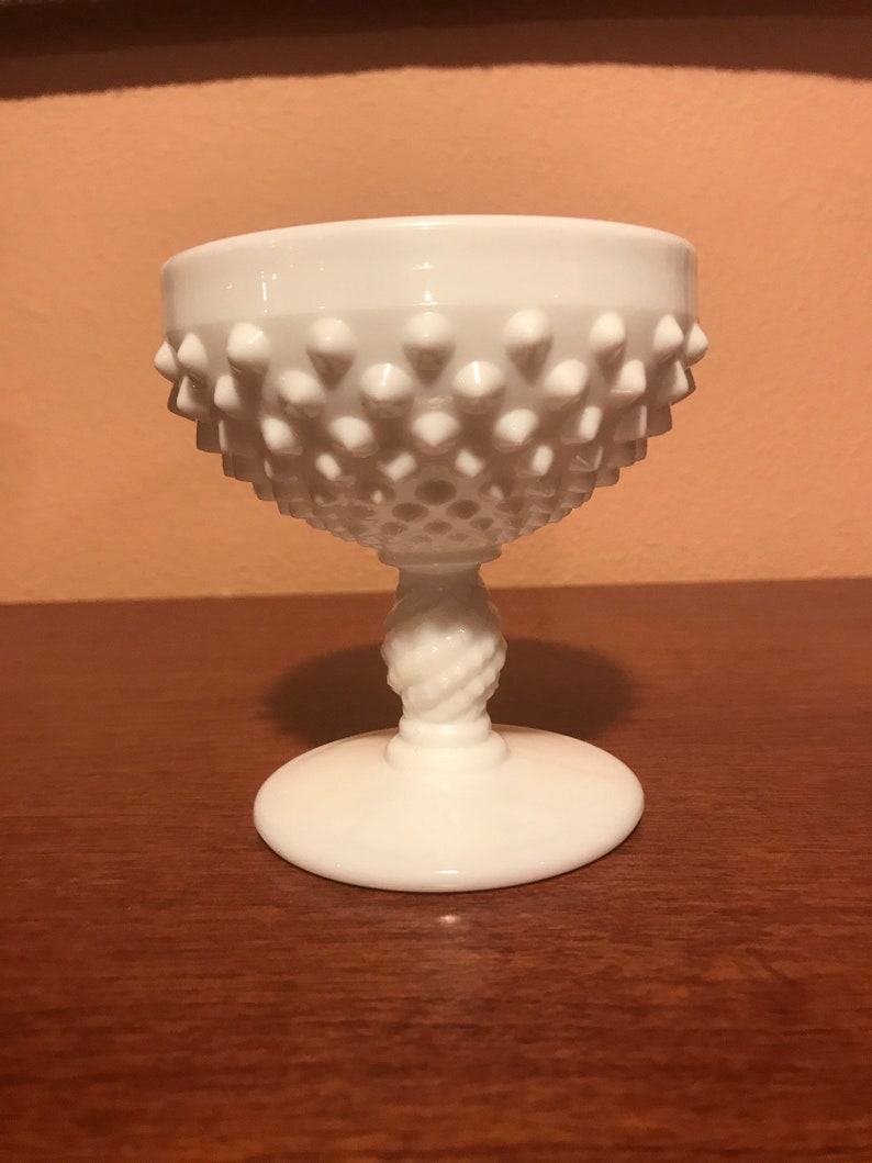 Vintage Hobnail Milk Glass Goblet or Sugar Bowl