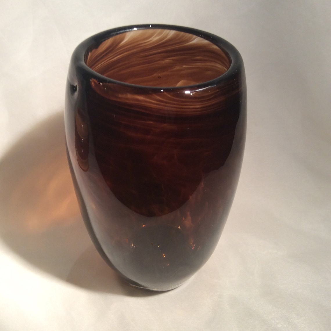 Rich Brown Blown Glass Vase. Hand Blown Swirled Brown Glass Etsy