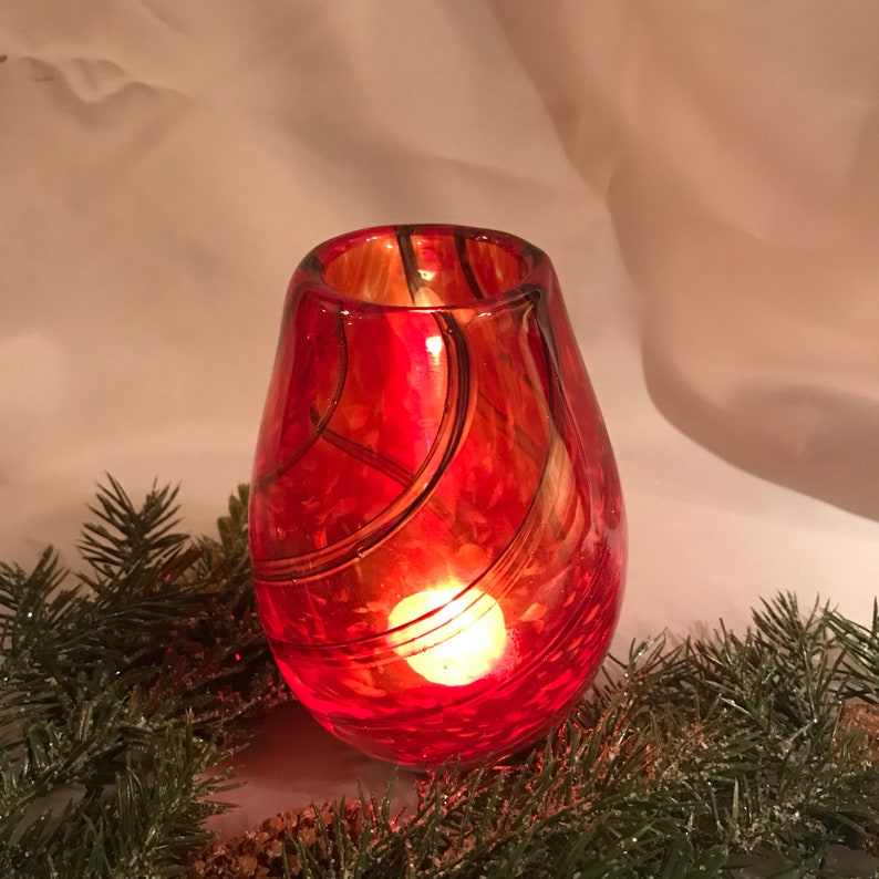 Hand Blown Glass Vase / Votive Candle Holder. Valentines Day Etsy