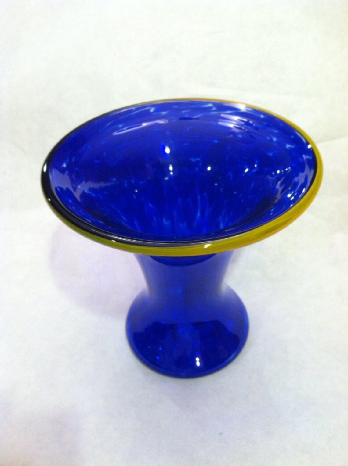 Hand Blown Cobalt Glass Vase. Blown Glass Trumpet Vase in Etsy