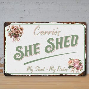 Personalisierte Shed Shed Shed Schild: Vintage Style Metall Wandkunst A4 Wasserdicht