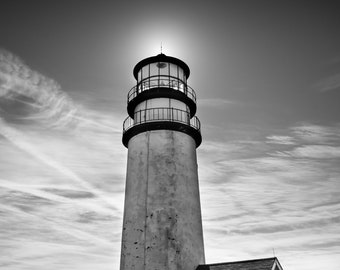 Cape Cod Lighthouse Black and White Photo Print, "Highland Light II" Print, Seashore Print