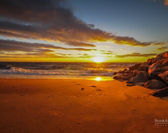 Sunset on the Beach, Cape Cod Sunset, Color photo, Nautical Photography, "Sunken Meadow Sunset"