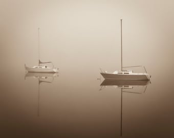 Sail Boats, Together on the Lake, Coastal Digital Download Photograph