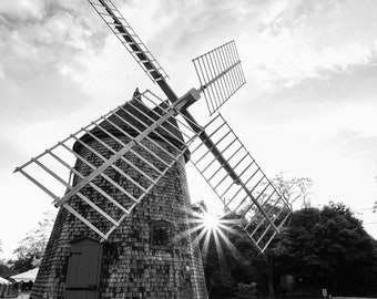 Windmill Green, Cape Cod Black & White Photography, Seaside Print, New England Coastal Home Décor