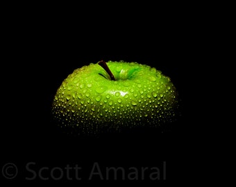 Granny Smith Apple, Still Life, Modern, Macro Photography, Fruit, Still Life Photography