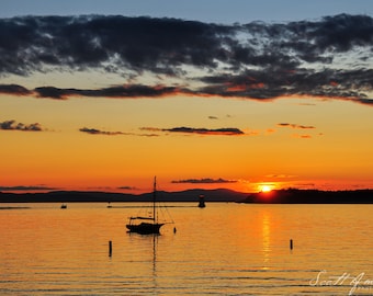 Lake Champlain Sunset, Lake Champlain Color Photo Download, Sunset Lake, Burlington, Vermont