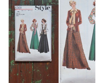 Patron de couture vintage des années 1970, modèle imprimé Style 1361, cardigan, jupe, chemisier et écharpe pour dames, buste 36/92 cm, patron de couture