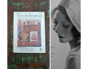 Vintage Craft Magazine, 30's The Needlewoman Magazine, Embroidery patterns, Knitting patterns, sewing projects, April 1932, Vol 10, No 116