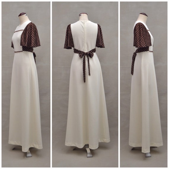 Vintage dress, 1970's cream maxi dress, 70's empi… - image 3