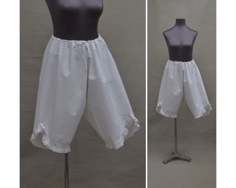 Vintage Bloomers, Ladies 1900's white cotton knickers, Edwardian Drawers, Large drawstring pants, Victorian style Underwear, Cosplay costume