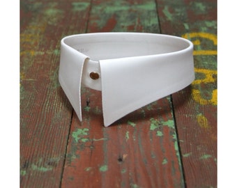 Vintage collar, 1950's / 60's Detachable shirt collar, White cotton starched collar, Stiff / False collar, Mens Classic Shirt collar, Sz 15