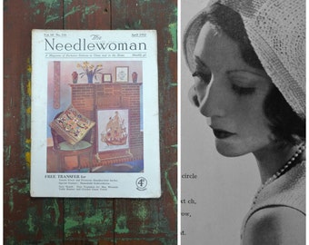 Vintage Craft Magazine, 30's The Needlewoman Magazine, Embroidery patterns, Knitting patterns, sewing projects, April 1932, Vol 10, No 116