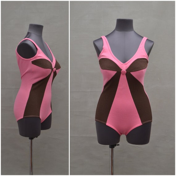Vintage Swimsuit, 1960's bathing costume, Pink / B