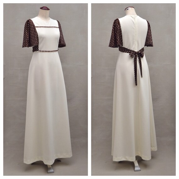 Vintage dress, 1970's cream maxi dress, 70's empi… - image 2