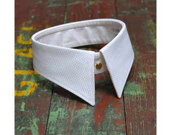 Vintage Collar, Gentlemen's Spearpoint, White Pique / Marcella cotton, detachable semi stiff/soft shirt collar, Formal Evening/tuxedo collar