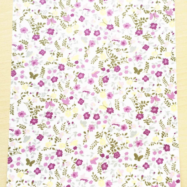 Stof zelfklevende patroon: bloemen geel paars 210 x 290 mm (A4)