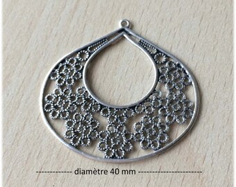 connecteur  / pendentif estampe boucle d'oreille argent vieilli