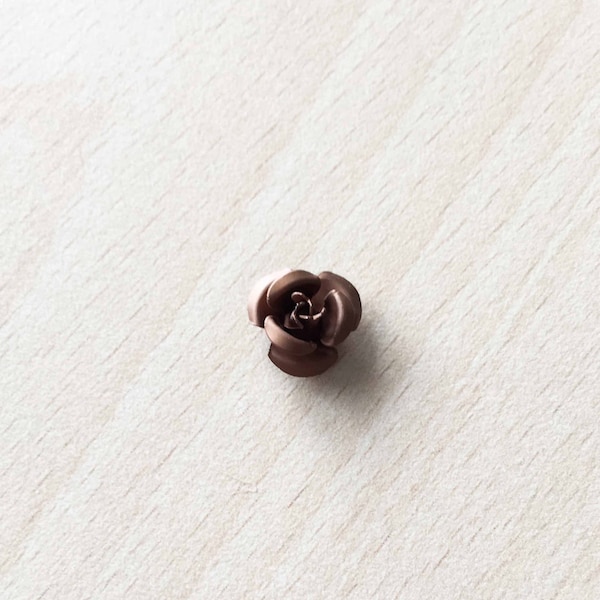 jolie rose en métal chocolat 12 mm