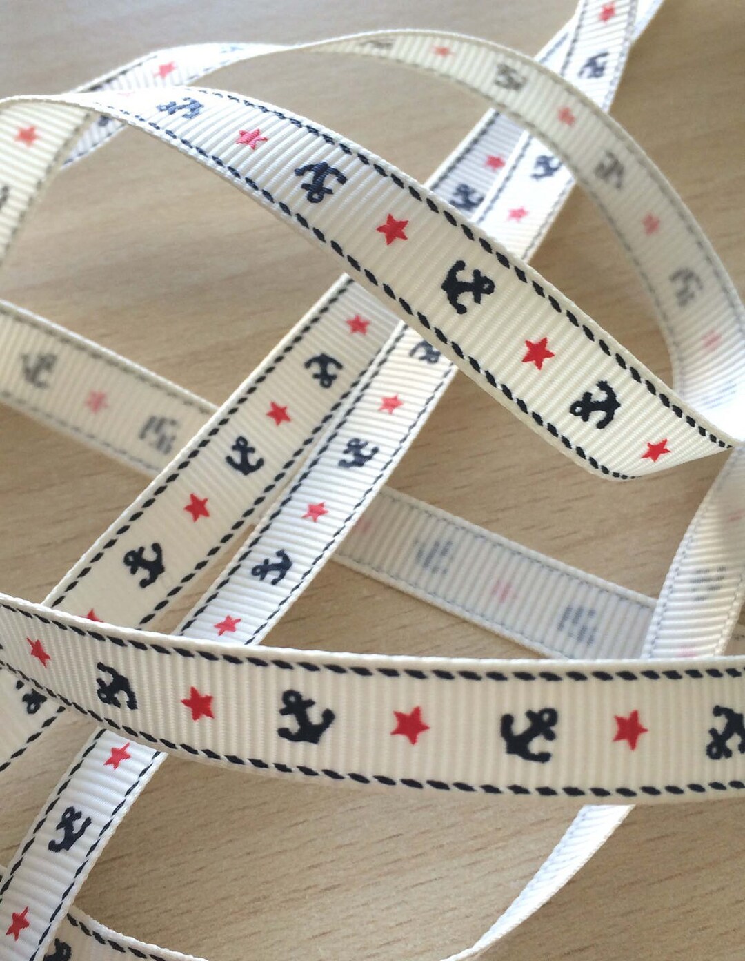 Pretty White Grosgrain Ribbon With Nautical Pattern - Etsy