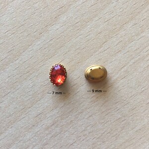 Glass rhinestone oval shape 7 x 9 mm fire orange