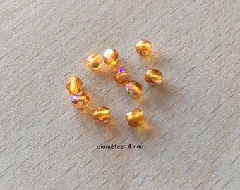 Sachet de perles à Multi facettes irisées ambre