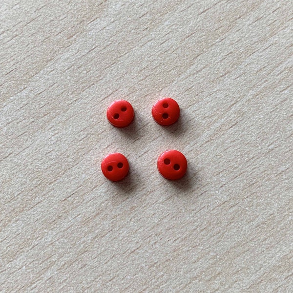 lot de 4 boutons pour vêtements poupées couleur rouge taille 5 mm