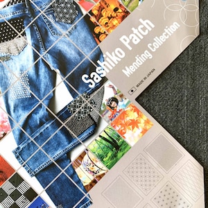 Sashiko patch mending taupe collection